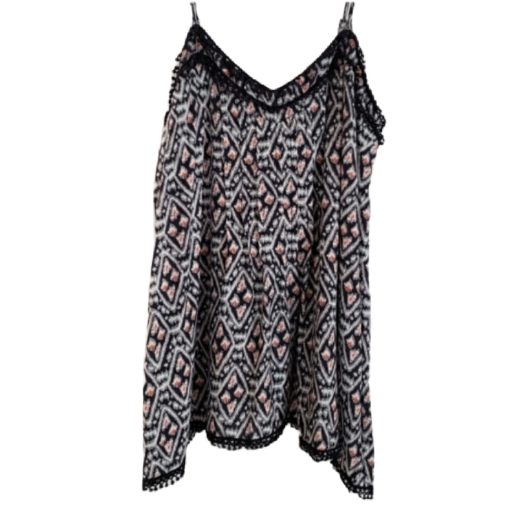 Anthropologie Eloise Boho Blouse Women's Size Small Navy Blue Crochet